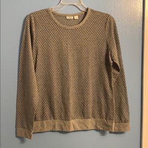 Gray long sleeve top with holes, size Large